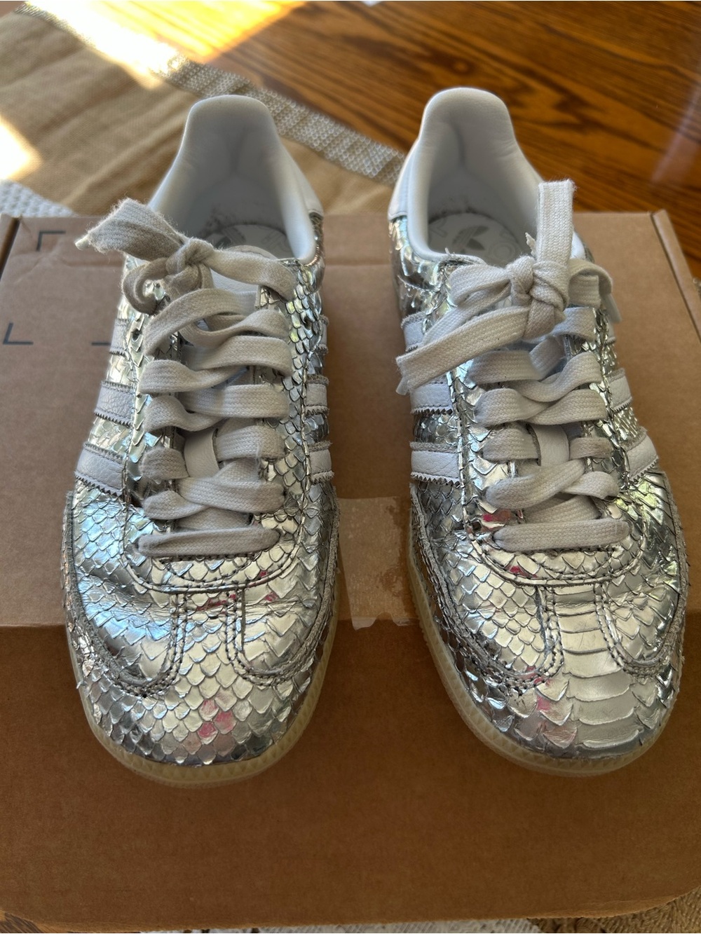 adidas Silver Metallic Snake-Embossed Women's Sneakers